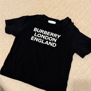 Burberry Kids Black Tee with White Logo